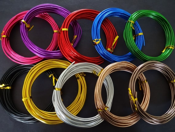 50 Meters of 3mm Mixed Color Aluminum Wire, 9 Gauge, 10 Rolls, 5