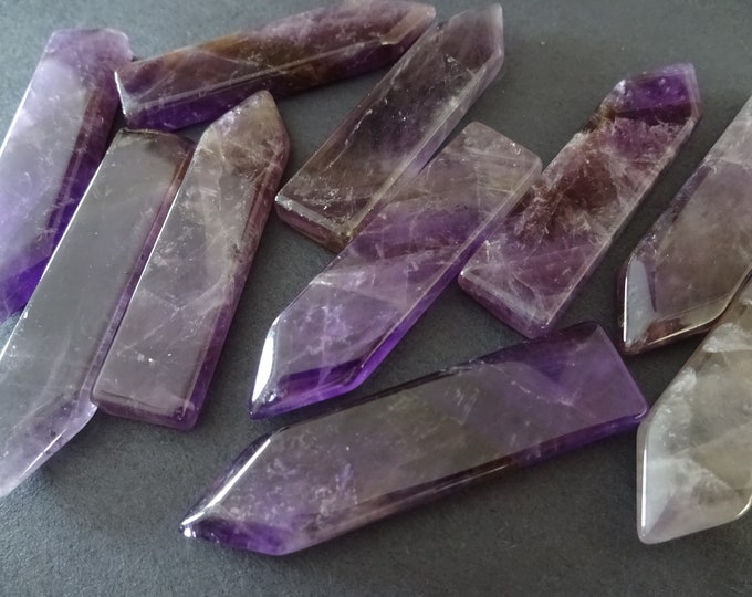 51.5mm Natural Amethyst Sword, Faceted, Undrilled, Polished Gem, Gemstone Jewelry Pendant, Purple Amethyst Wire Wrapping Crystal, No Hole