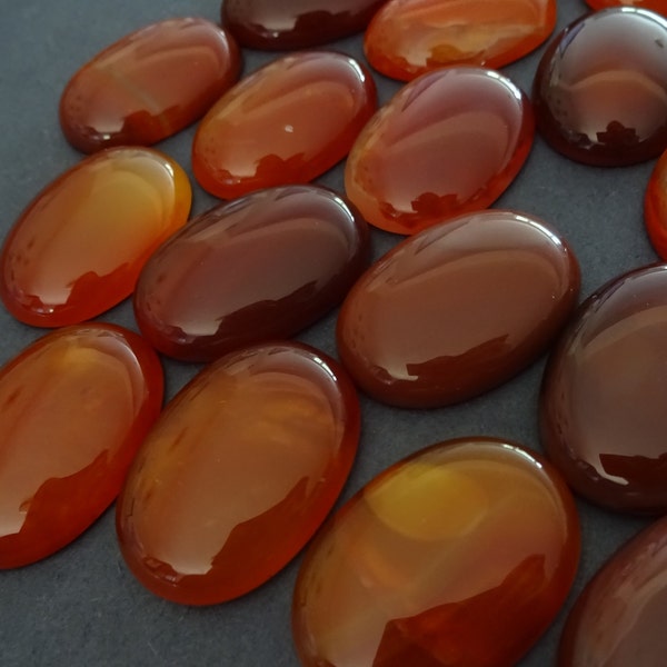 30x22mm Natural Carnelian Gemstone Cabochon, Dyed, Oval Cabochon, Polished Gem, Red Orange Carnelian, Natural Stone, Large Carnelian Cab