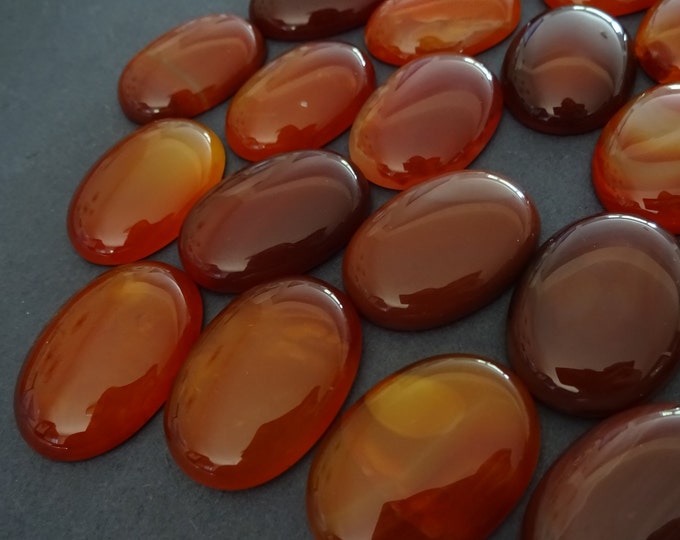 30x22mm Natural Carnelian Gemstone Cabochon, Dyed, Oval Cabochon, Polished Gem, Red Orange Carnelian, Natural Stone, Large Carnelian Cab