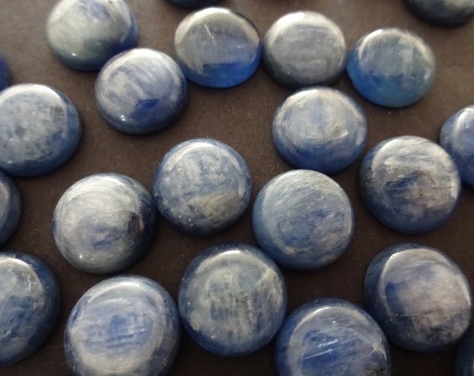 12mm Natural Kyanite Cabochon, Round Cabochon, Polished Stone, Blue Cabochon, Natural Stone, Deep Blue, Silvery Sheen, Gemstone Jewelry