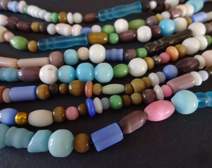 15 Inch Strand Of Mixed Lampwork and Cat Eye Ball Beads, About 65 Beads, Mixed Cateye, Cateye Beads, 1mm Hole, LIMITED SUPPLY, Hot Deal!