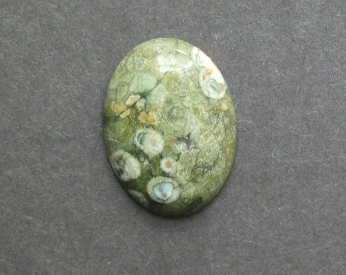 30x22mm Natural Rhyolite Jasper Cabochon, Oval, Green, One of a Kind, Gemstone Cabochon, Only One Available, Rhyolite Jasper,Unique Cabochon