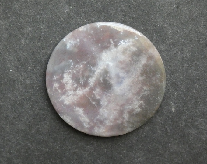 58x6mm Natural Indian Agate Cabochon, Large Gemstone Cabochon, Gray, Flat Round Cab, One of a Kind, Only One Available, Unique Agate Stone