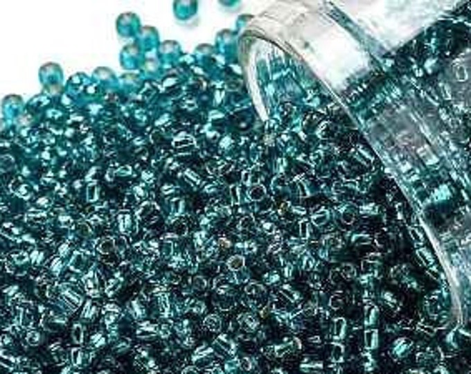 11/0 Toho Seed Beads, Green Aqua Silver Lined (23BDA), 10 grams, About 1103 Round Seed Beads, 2.2mm with .8mm Hole, Silver Lined Finish