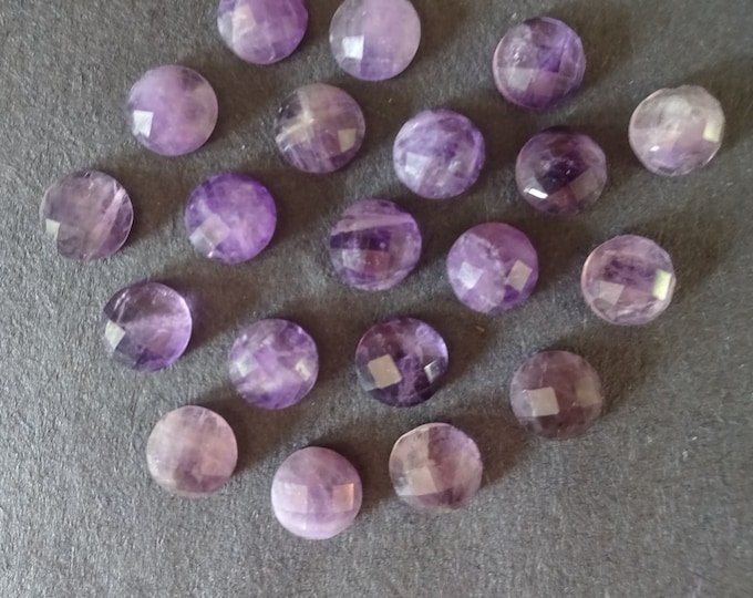 6mm Natural Amethyst Faceted Cabochon, Half Dome Gemstone Cabochon, Polished, Purple Amethyst Crystal, Small Button Cab, Tiny Faceted Stone