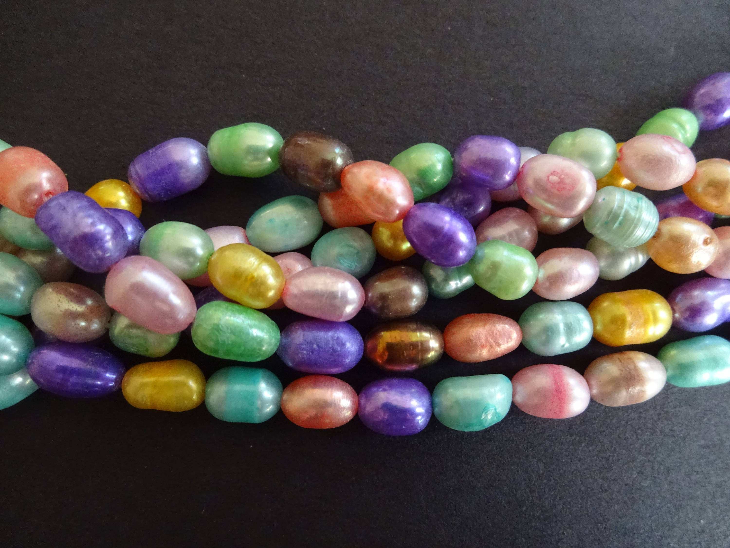 56mm Natural & Dyed Cultured Freshwater Pearl Beads, 14 Inch Strand Of