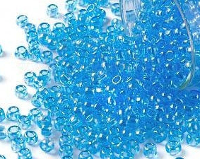 8/0 Toho Seed Beads, Transparent Luster Aqua (104), 10 grams, About 222 Round Seed Beads, 3mm with 1mm Hole, Luster Finish
