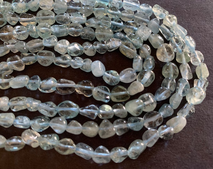 15.5 Inch Strand 13-21mm Natural Aquamarine Chip Beads, About 50 Stone Beads, Natural Gemstone Beads, Light Blue Chips, Semi Transparent