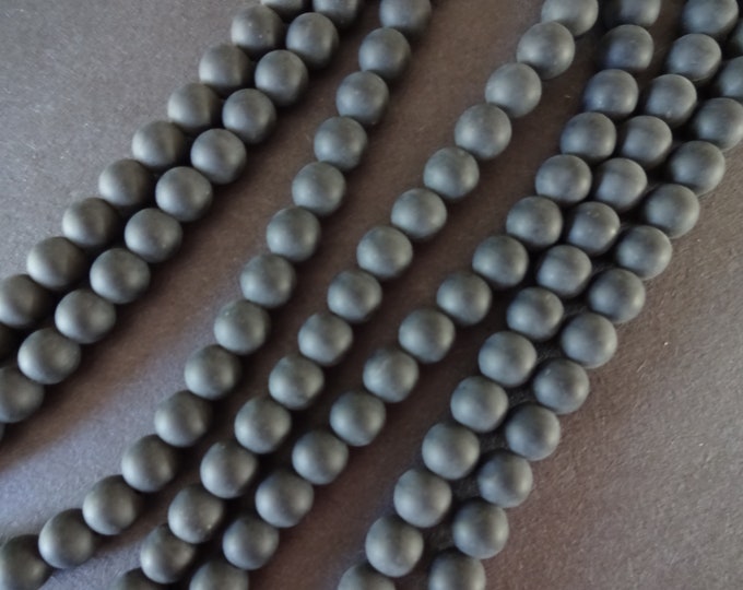 6mm Natural Matte Black Agate Ball Beads, 15.5 Inch Strand With About 65 Beads, Round Agate Bead, Unpolished Stones, 6mm Ball Bead