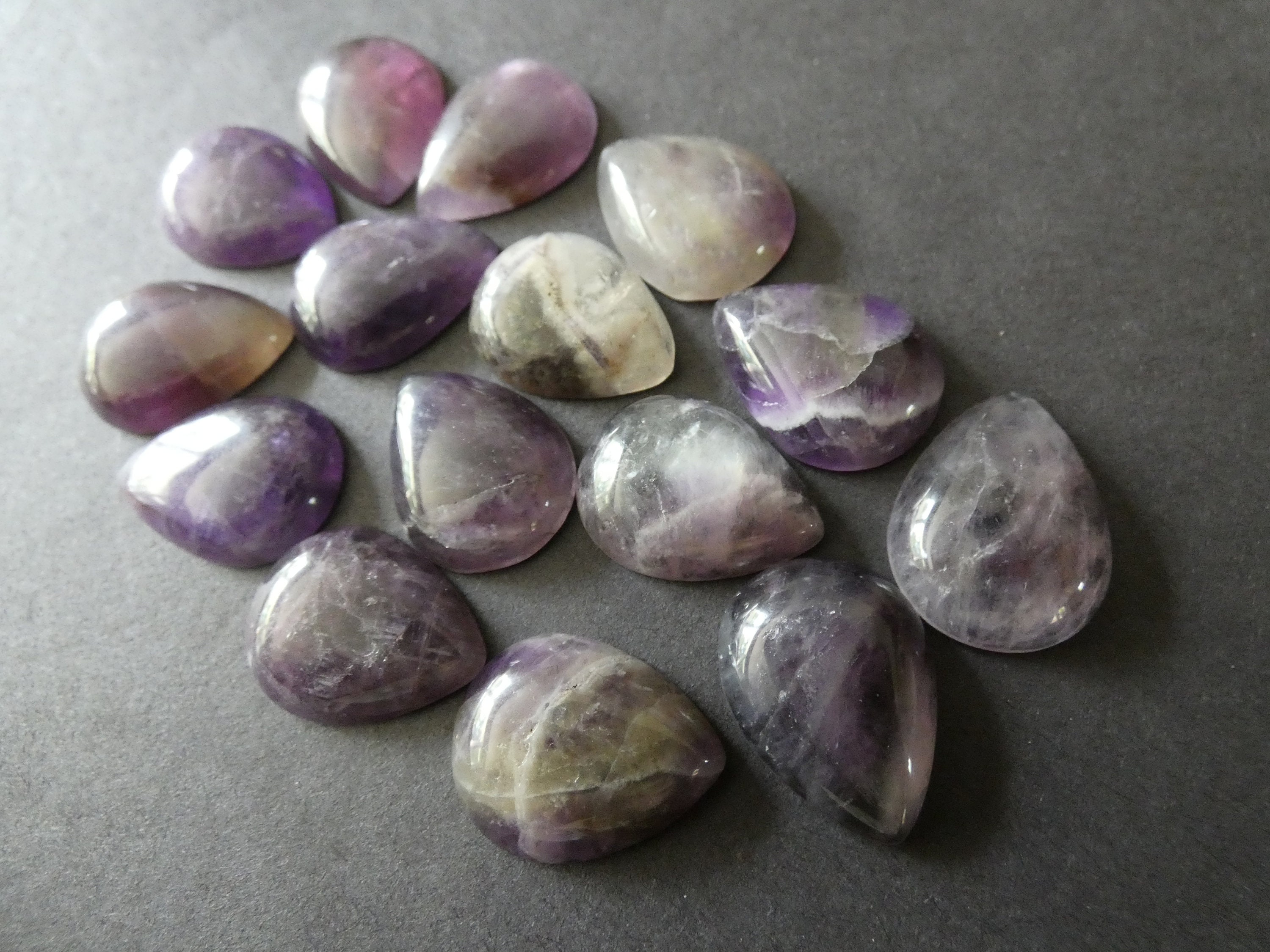 20mm Natural Amethyst Cabochon, Teardrop Gemstone Cabochon, Purple