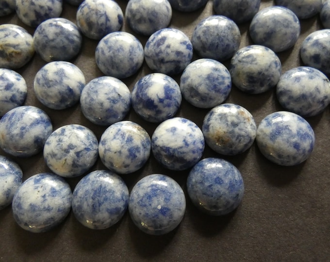 14mm Natural Blue Spot Stone Cabochon, Dome Cabochon, Polished Stone, Blue Stone Cabochon, Natural Gemstone, Spotted Stone Focal, Gems