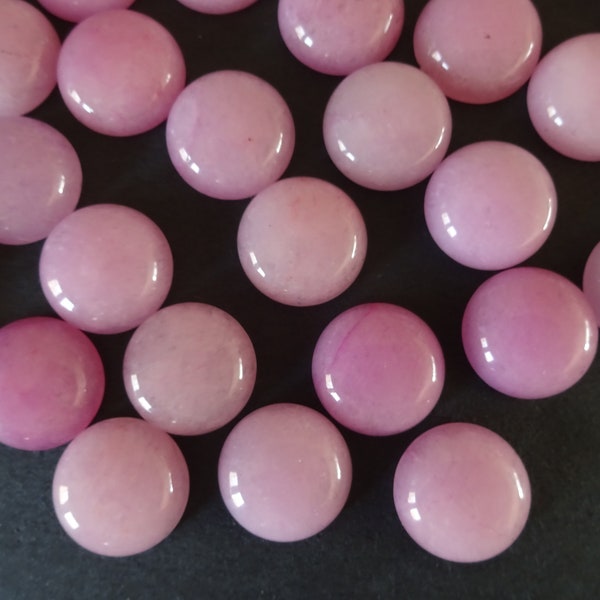16mm Natural White Jade Gemstone Cabochon, Dyed, Round Cabochon, Half Dome, Polished Stone, Pink Cabochon, Natural Stone, Jade Stone Cab