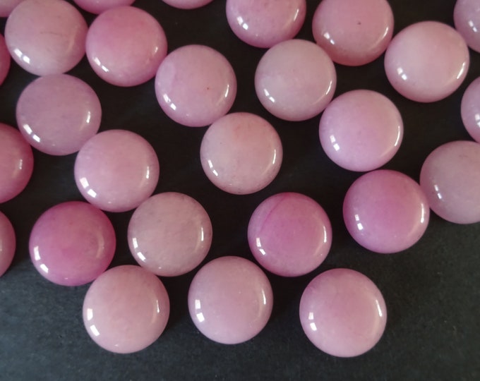 16mm Natural White Jade Gemstone Cabochon, Dyed, Round Cabochon, Half Dome, Polished Stone, Pink Cabochon, Natural Stone, Jade Stone Cab