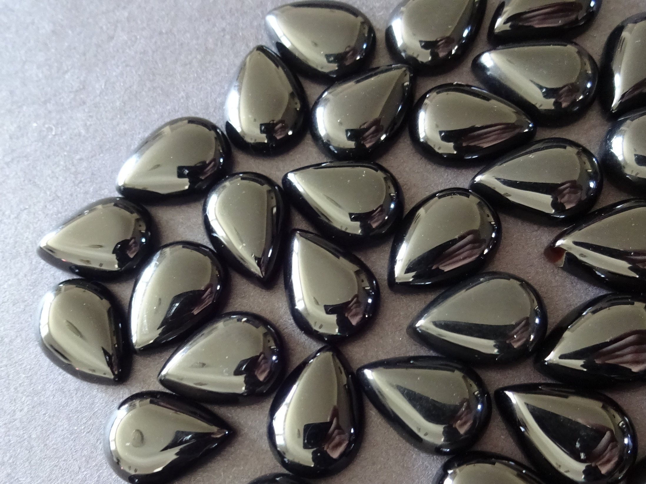 1314mm Natural Black Stone Teardrop Cabochon, Tear Drop Cabochon