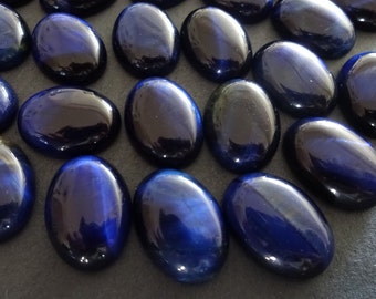 20x15mm Natural & Dyed Blue Tiger Eye Cabochon, Oval Cabochon, Polished Gem, Tigereye Crystal, Natural Gemstone, Natural Tiger's Eye