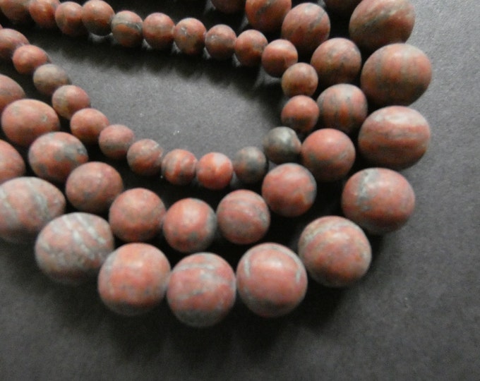15.5 Inch 6-10mm Natural Sesame Jasper Bead Strand, About 36-63 Jasper Beads, Round, Unfinished, Frosted Stone Beads, Natural Gemstone Beads