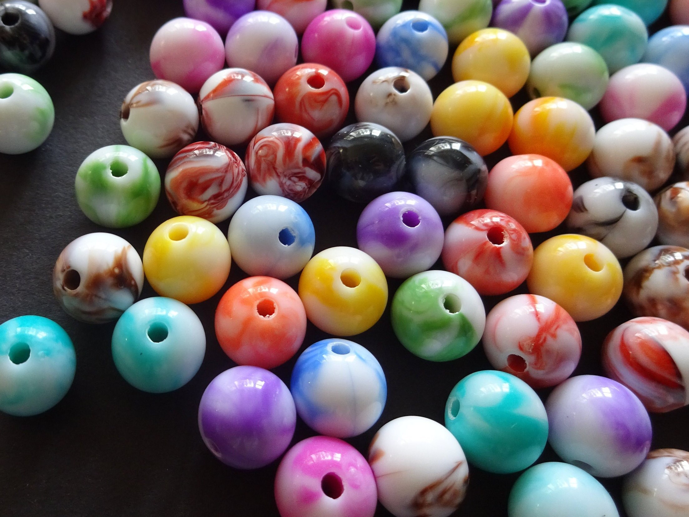 Marble Beads 10mm Acrylic Beads Swirled Beads Sky Beads Cloud Beads Bulk  Beads Set 50pcs