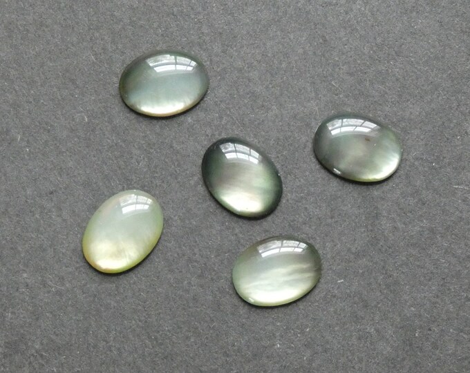 5 PACK 16x12mm Natural Black Lip Shell Cabochons, Pearlescent Sheen, One of a Kind, As Seen in Image, One Set Available, Seashell Cabs