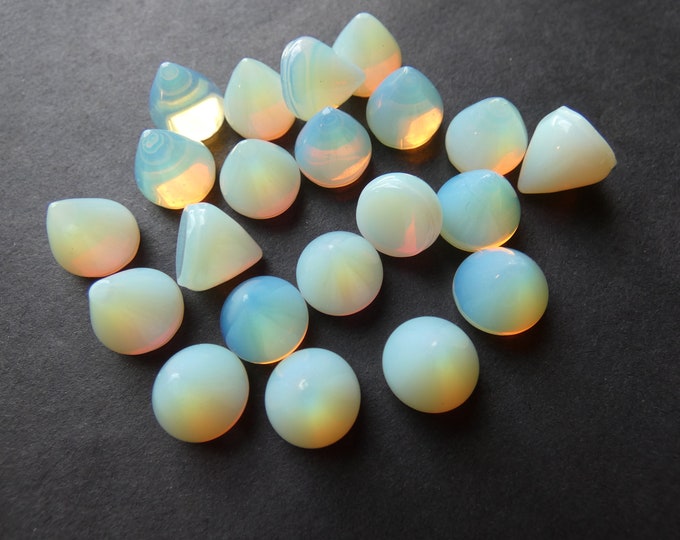 10x10mm Opalite Gemstone Cabochon, Oval Cabochon, Polished, Stone Cabochon, Milky Clear Gemstone, Translucent Stone, Semi Transparent