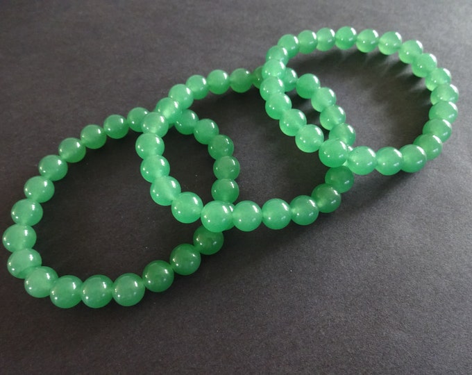 Natural Green Aventurine Stretch Bracelet, 7-8mm Ball Beads, Semi Transparent, Stretchy Cord, Beautiful Gemstone Bracelet, 1 Size Fits Most