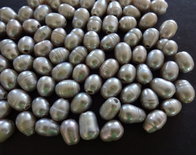 7-10mm Natural Freshwater Pearl Pear Bead, Drilled, Gray Color, 1.8mm Hole, Lot Of Natural Pearls, Jewelry Making, Grade AA