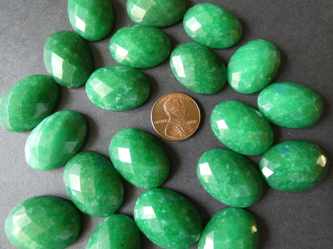 25x18mm Natural White Jade Gemstone Cabochon Faceted Dyed | Etsy