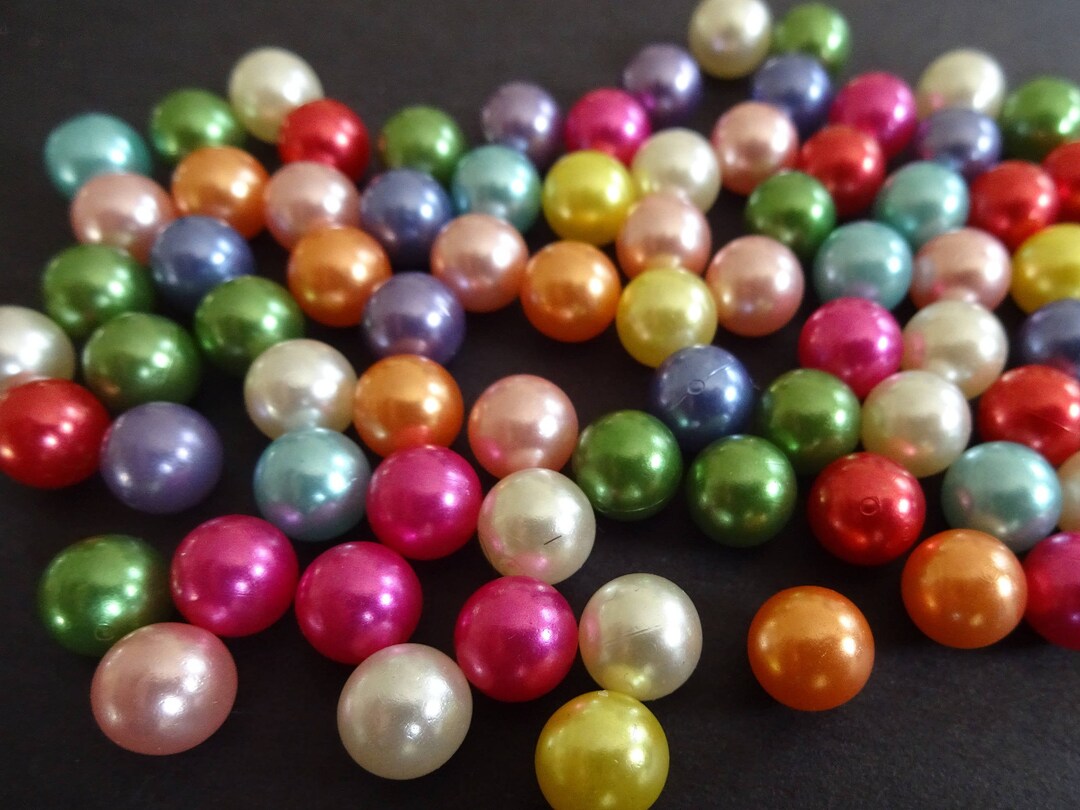 8mm Acrylic Faux Pearl Ball Beads, UNDRILLED, Rainbow Ball Bead, Mixed