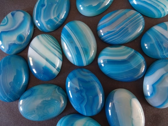 30x22mm Natural Striped Agate Cabochon, Oval Cabochon, Polished Agate, Blue Agate  Crystal, Natural Stone Cabs, Banded Agate Gemstones -  Canada