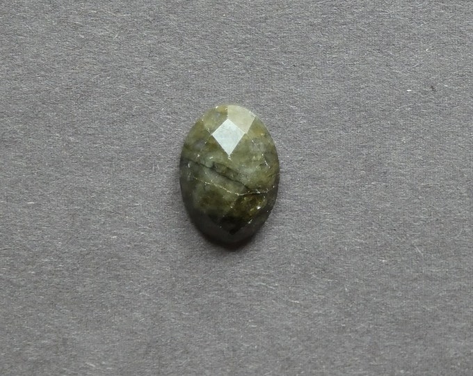 18x13x6mm Natural Labradorite Cabochon, Faceted Cab, Oval, One of a Kind, Gemstone Cabochon, Unique Labradorite Stone, Only One Available