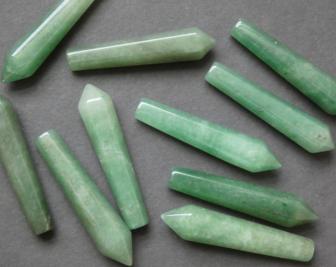 45-53mm Natural Green Aventurine Bullet, Faceted, Undrilled, Polished Gem, Gemstone Jewelry Pendant, Crystal Wire Wrapping Stone, No Hole