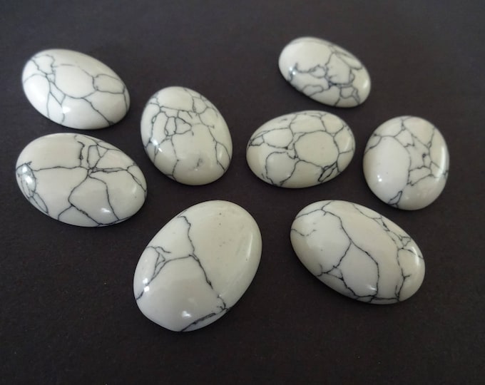 25x18mm Synthetic Howlite Cabochon, Oval Gemstone Cabochon, Polished Gem, Synthetic Stone, Large Cabochon, White Howlite, Stone Cabochon