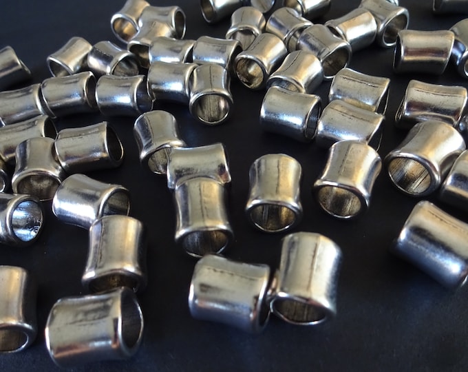 14.5mm Metal Tube Beads, Alloy Metal, Column Bead, Metal Tubes, Antiqued Basic Tube, Simple Bead, Tibetan Style, Silver Color, Silver Color