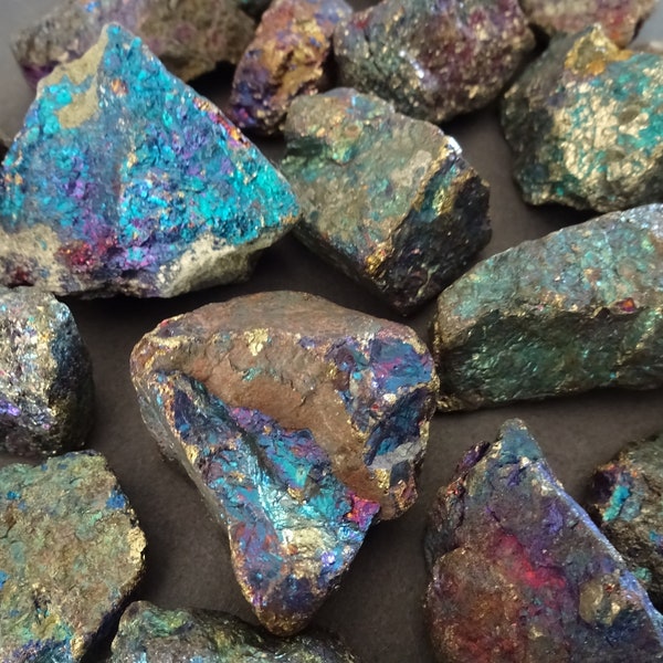 35-58mm Chalcopyrite Natural Stone, Raw Peacock Ore Stone, Iridescent, Healing Stone, Chalcopyrite Crystal, Rough Stone, Blue & Purple