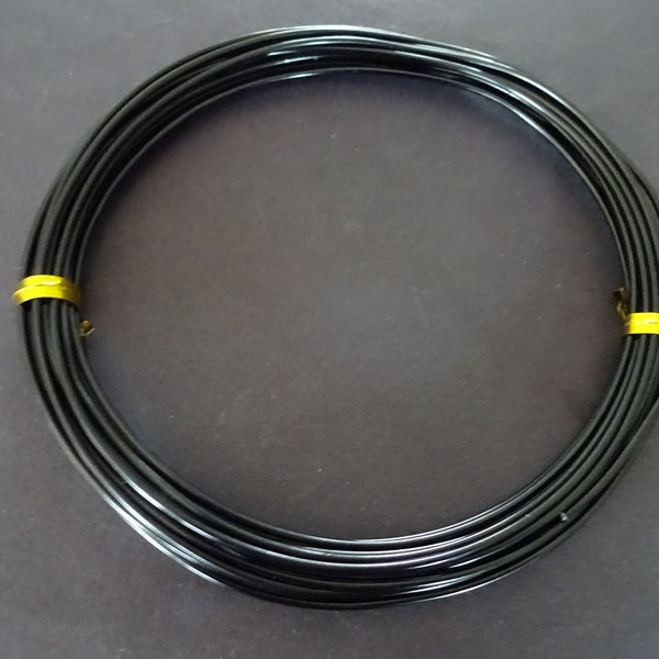 6 mètres de fil pliable en aluminium noir de 1,5 mm, fil de calibre 16, fil pour travaux manuels et perles, fil de couleur noire pour la fabrication de bijoux et l'emballage de fils métalliques