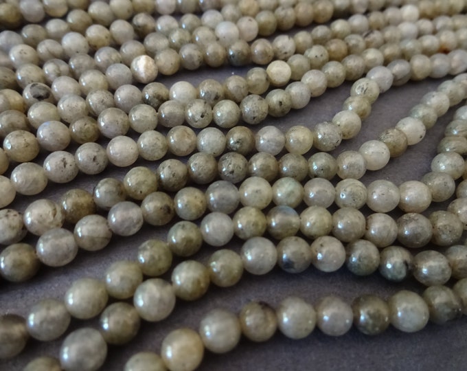 7.7 Inch Natural Labradorite 4mm Bead Strand, About 47 Ball Beads, Drilled, Gray Crystals, Gemstone Ball Beads, LIMITED SUPPLY, Hot Deal!