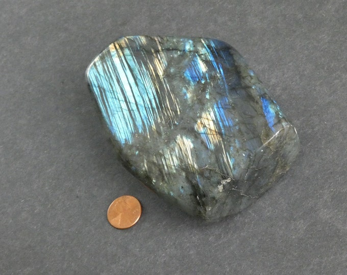 120x83mm Natural Labradorite Stone, Blue Iridescent, Large Gemstone Cabochon, One of a Kind, Only One Available, Unique Labradorite Stone