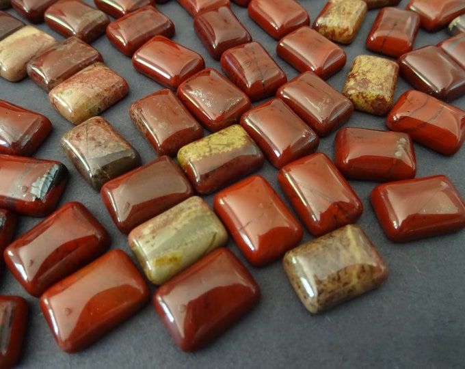 14x10mm Natural Red Jasper Cabochon, Rectangle Gemstone Cabochon, Red Stone, Pretty Gem, Polished Gem, Jasper Gemstone, Solid Red-Brown