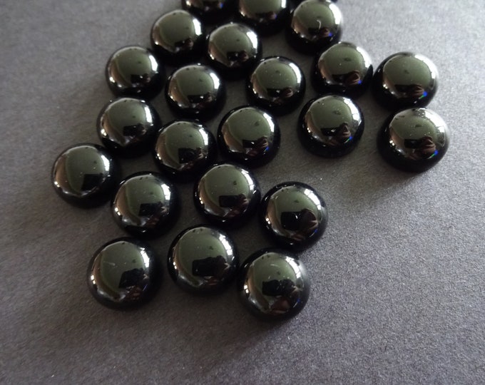 10x5mm Natural Black Agate Cabochon, Round Cabochon, Polished Gem, Natural Stone, Dome Gemstone Focal, Classic Solid Black Color, Button