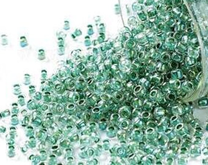 11/0 Toho Seed Beads, AB Crystal / Shamrock Lined (699), 10 grams, About 1110 Round Seed Beads, 2.2mm with .8mm Hole, Inside Color Finish
