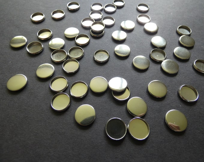 12mm 304 Stainless Steel Cabochon Setting, For 12mm Cab, Silver Color, Bezel Charm, Flat Round, Cabochon Casting Charm, DIY Stone Settings