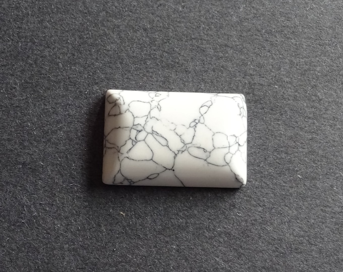 30x20 Natural Howlite Cabochon. Rectangle, White and Gray, One Of A Kind, As Seen In Image, Only One Available, White Howlite Stone Cabochon