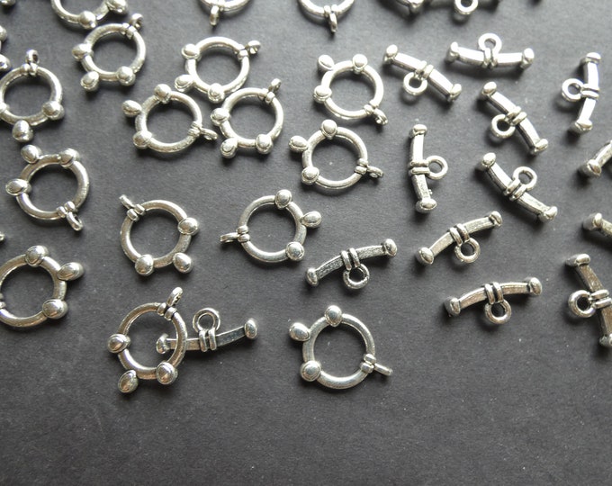 20mm Alloy Metal Toggle Clasp Set, Silver Color Metal Toggles, Jewelry Clasps, Bracelet Clasp, Necklace Clasp, Tibetan Style, Antiqued