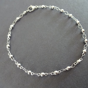 Stainless Steel Round Link Chain Bracelet With Clasp, Silver Chain, 7.9 Inch, Simplistic, Add Your Own Charms, Ready To Wear, Link Bracelet