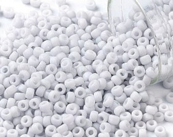 8/0 Toho Seed Beads, Opaque Pastel Frost Light Gray (767), 10 grams, About 222 Round Beads, 3mm with 1mm Hole, Frost Finish