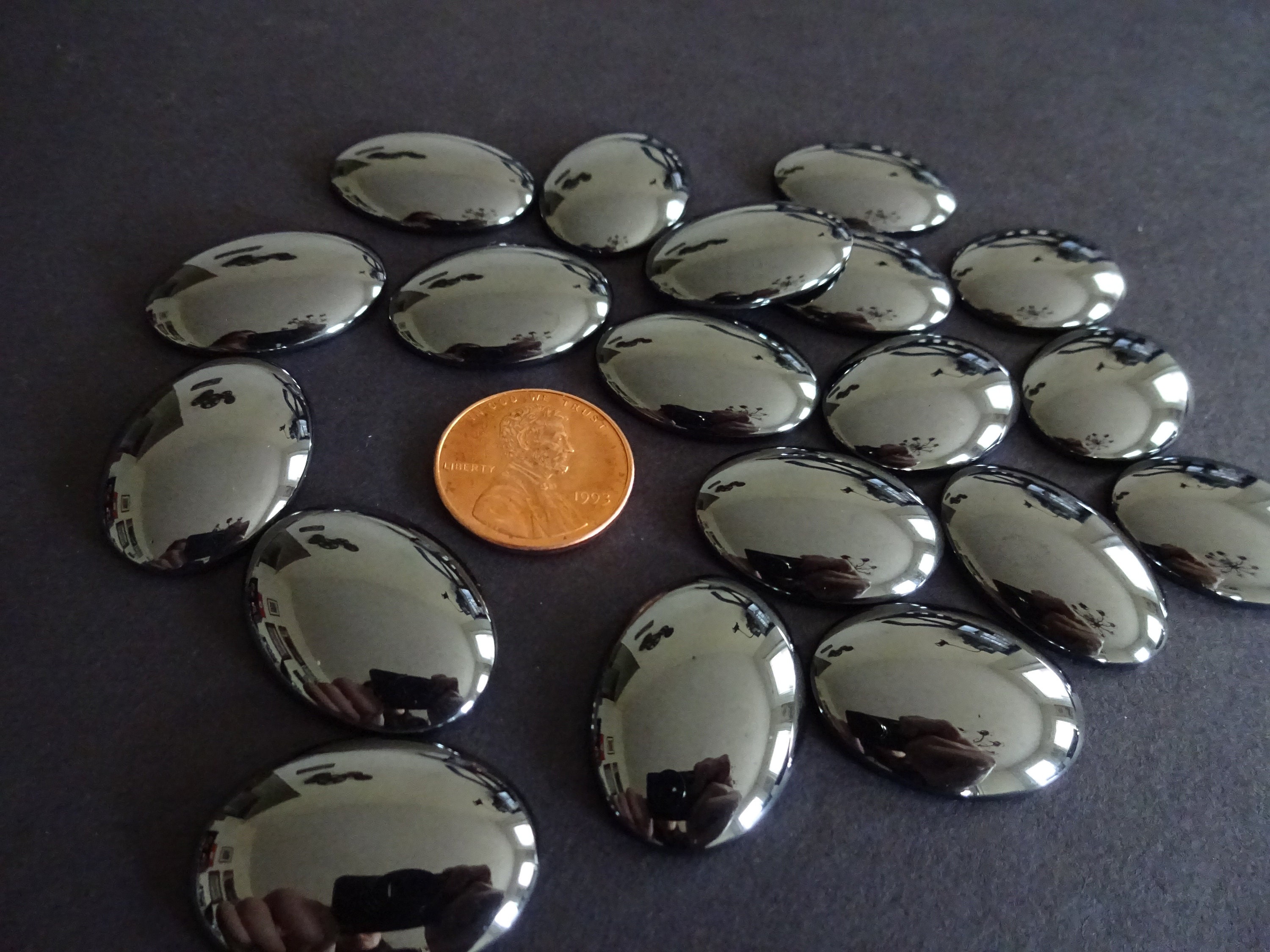 25x18mm Synthetic Hematite Cabochon, NON Oval Cabochon