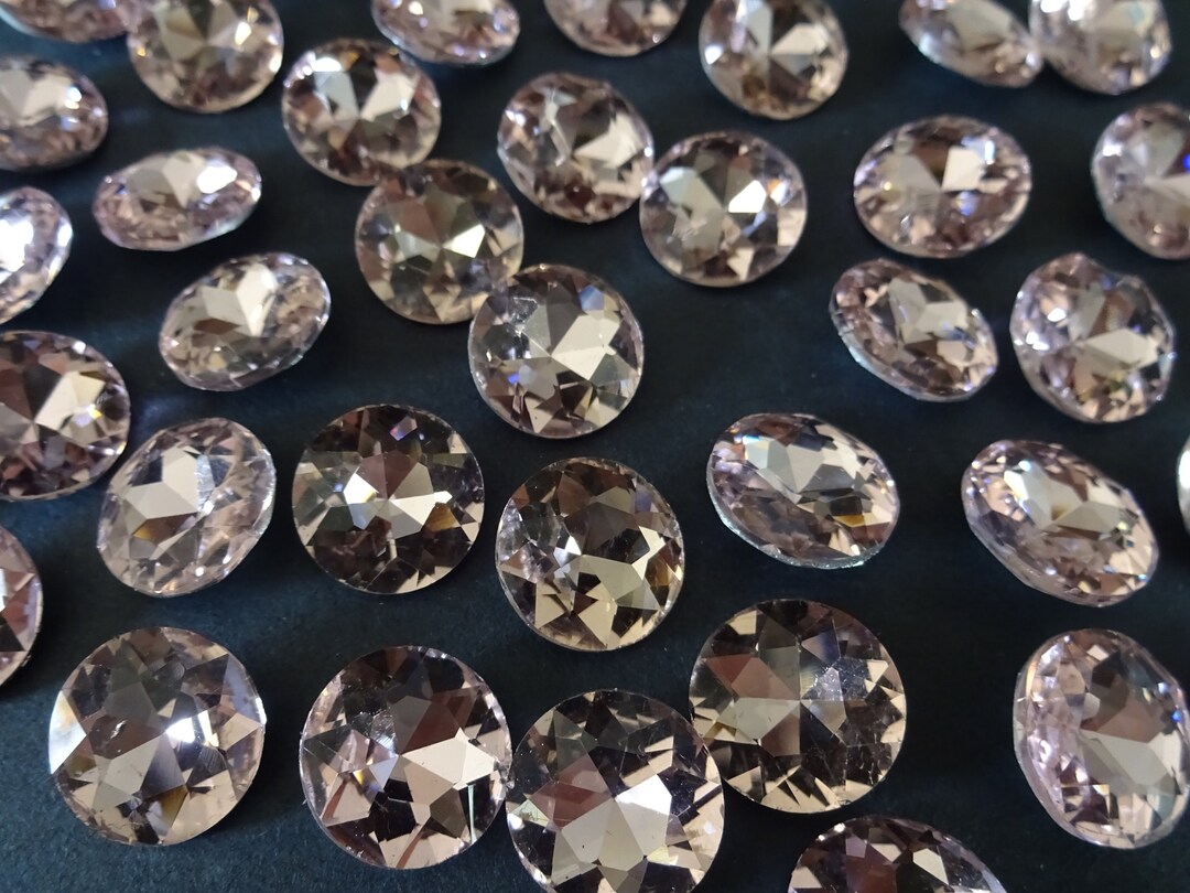 10 Pack of 14mm Faceted Rhinestone Round Cabochon, Glass Round ...