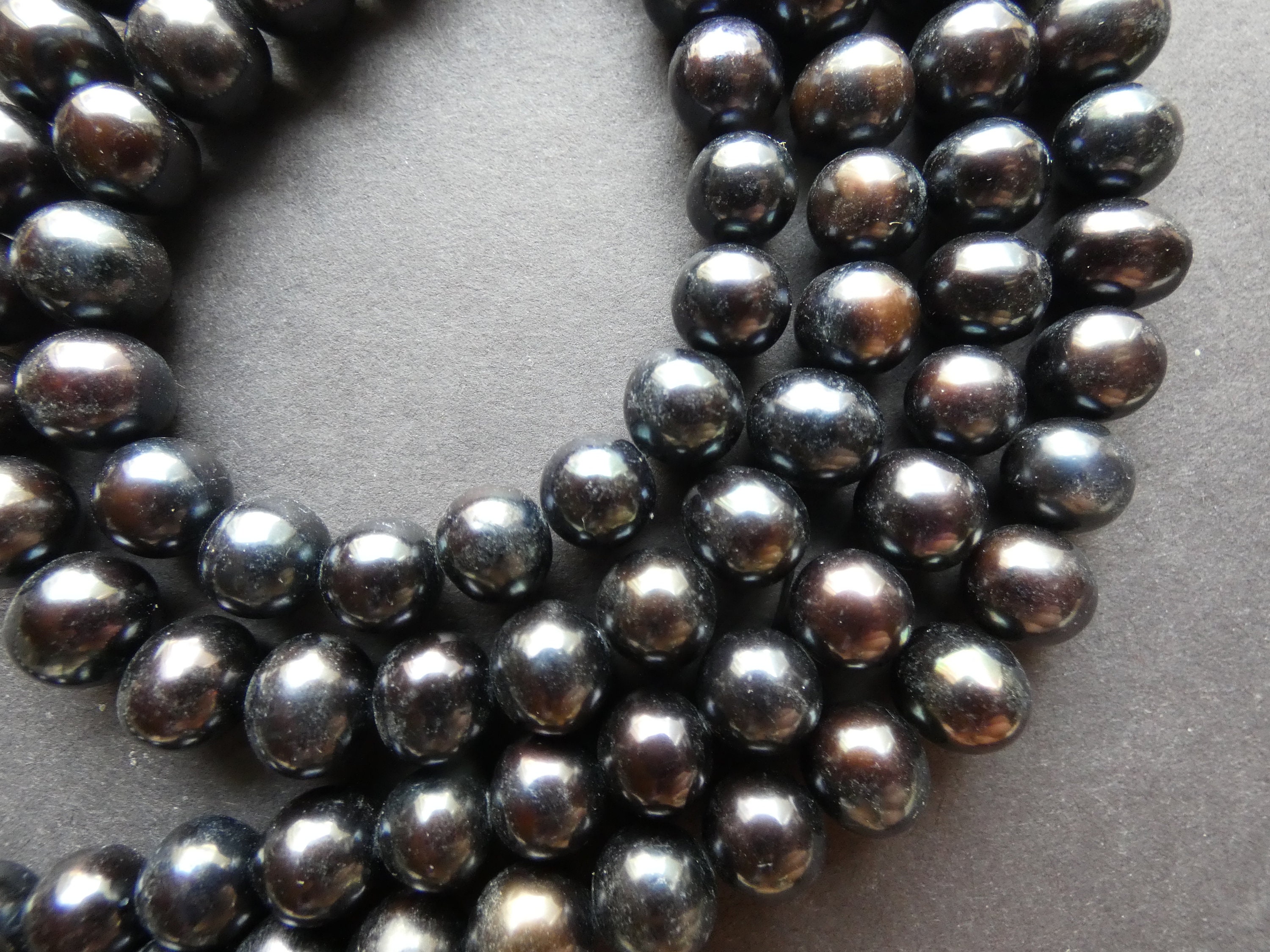 15 Inch 910mm Natural Freshwater Pearl Bead, Black, About 42 Beads