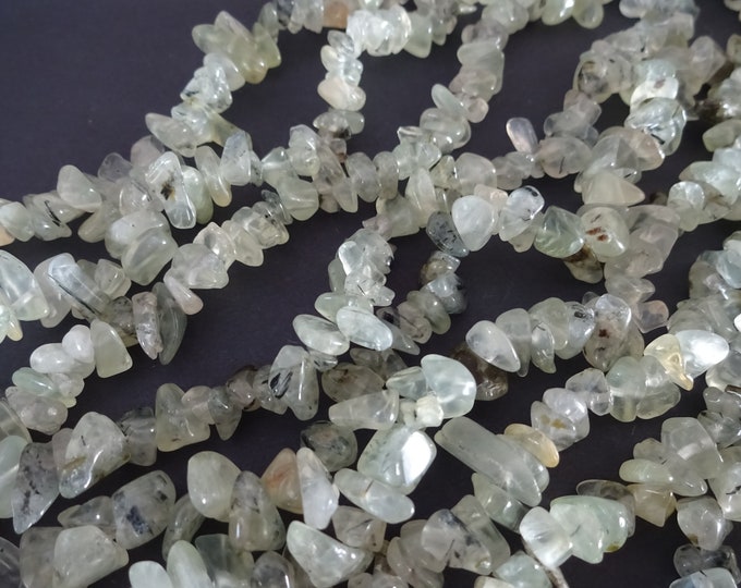 31.5 Inch 5-8mm Natural Prehnite Bead Strand, About 200 Beads, Natural Stone, Gemstone Pebble, Pale Green Stone, Drilled Prehnite Crystal