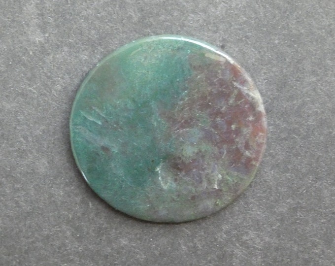 57x5mm Natural Indian Agate Cabochon, Large Gemstone Cabochon, Green, Flat Round Cab, One of a Kind, Only One Available, Unique Agate Stone